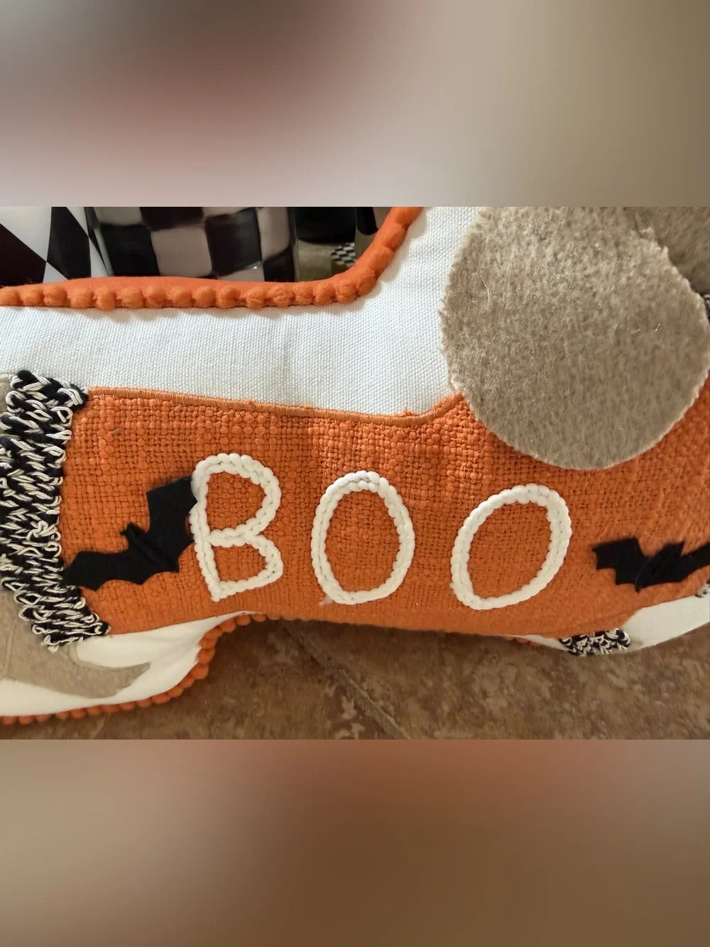 Dachshund Halloween decorative pillow with 3-D designs Spider Bats